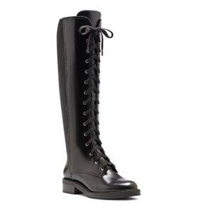 Louise et Cie Voshell Leather Combat Knee High Riding Boot Black Size 7 New
